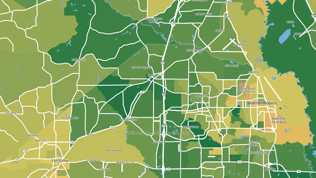 Byron, GA block-group voter-turnout map