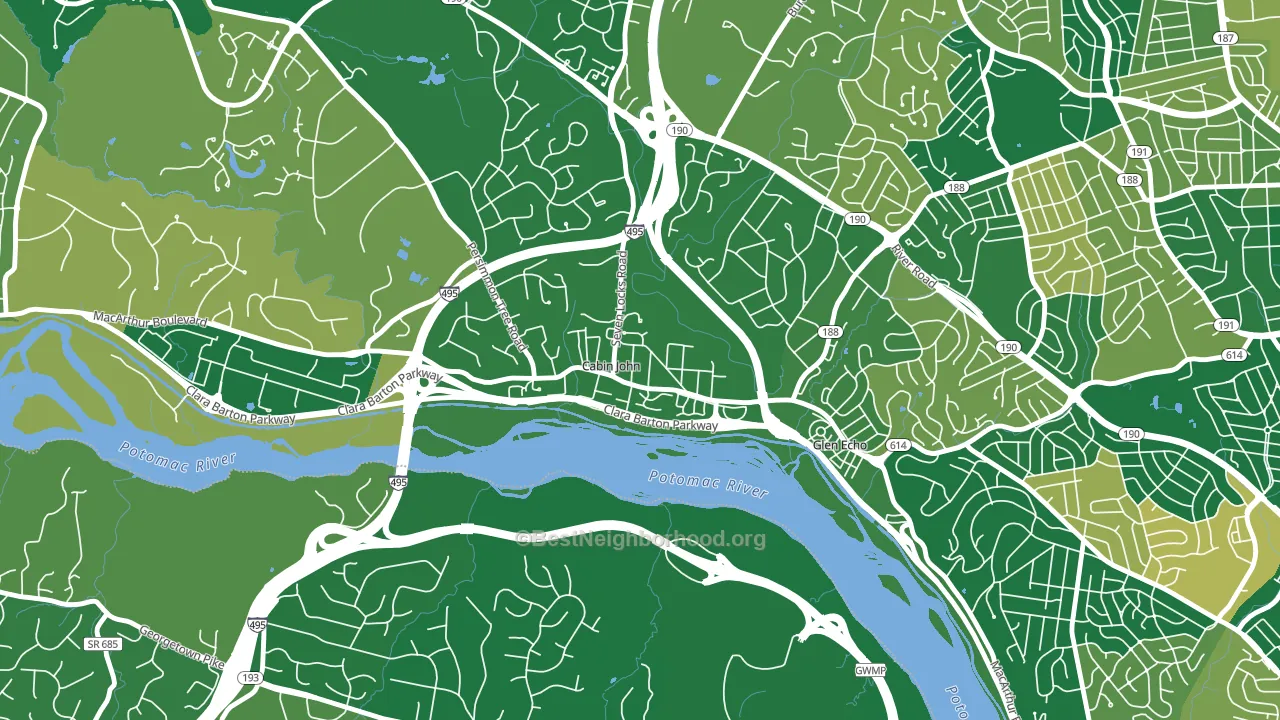 Cabin John, MD block-group voter-turnout map