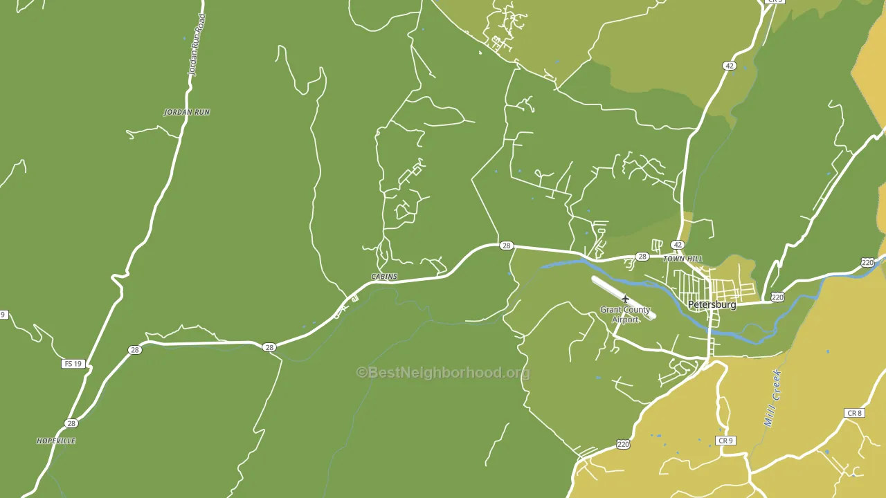 Cabins, WV block-group voter-turnout map