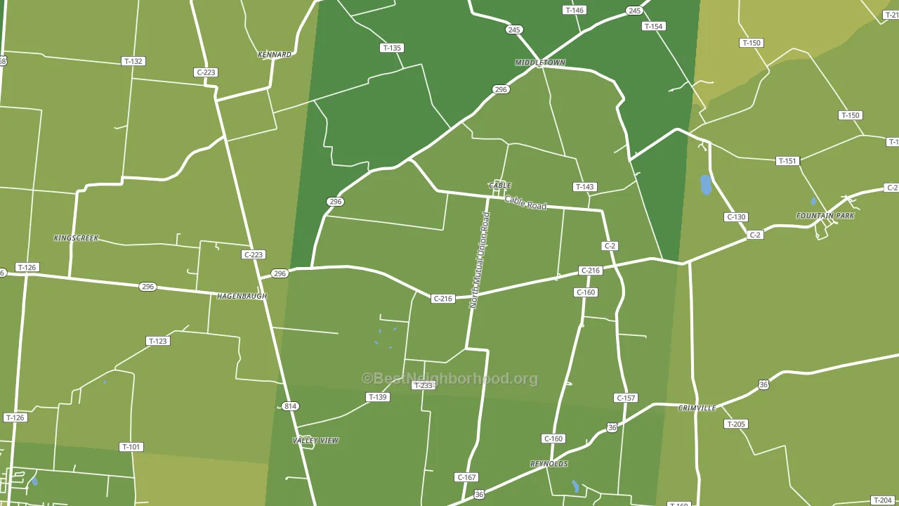 Cable, OH block-group voter-turnout map
