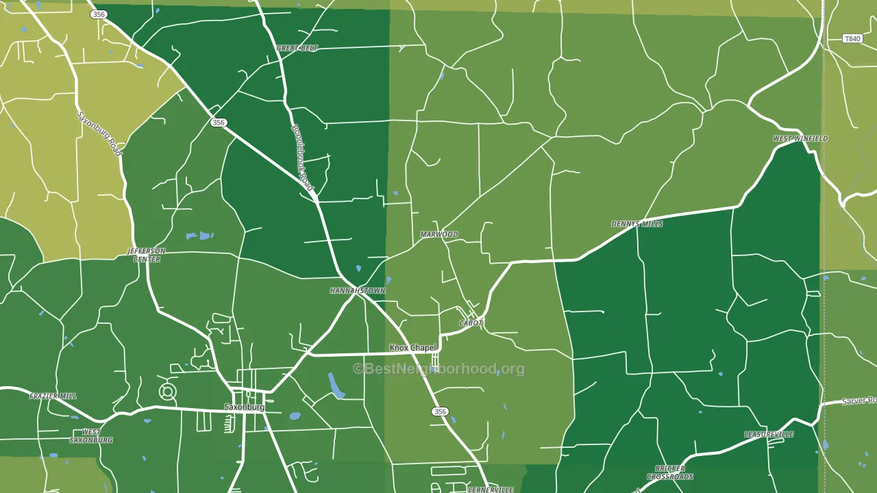 Cabot, PA block-group voter-turnout map
