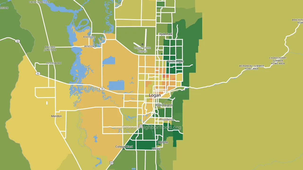 Cache County, UT block-group voter-turnout map