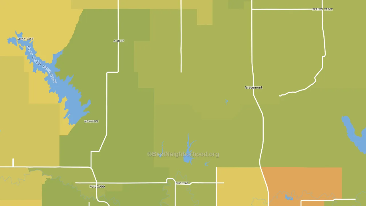 Caddo County, OK block-group voter-turnout map