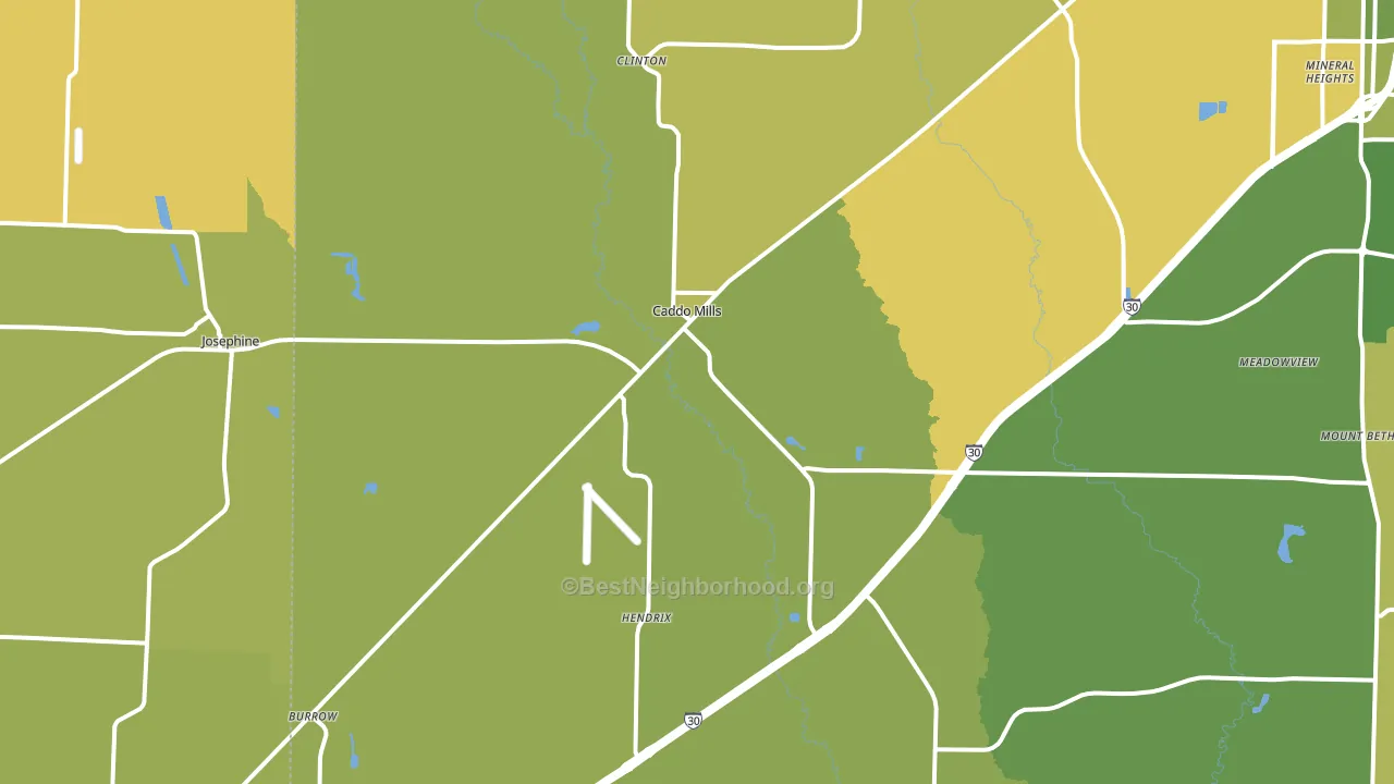 Caddo Mills, TX block-group voter-turnout map