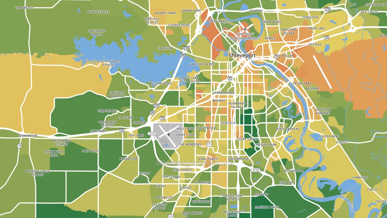 Caddo Parish, LA block-group voter-turnout map