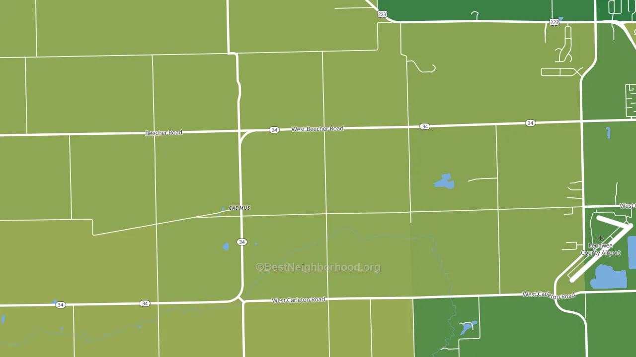 Cadmus, MI block-group voter-turnout map