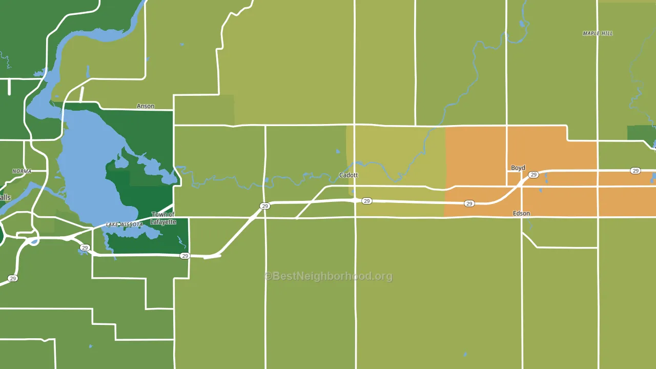 Cadott, WI block-group voter-turnout map