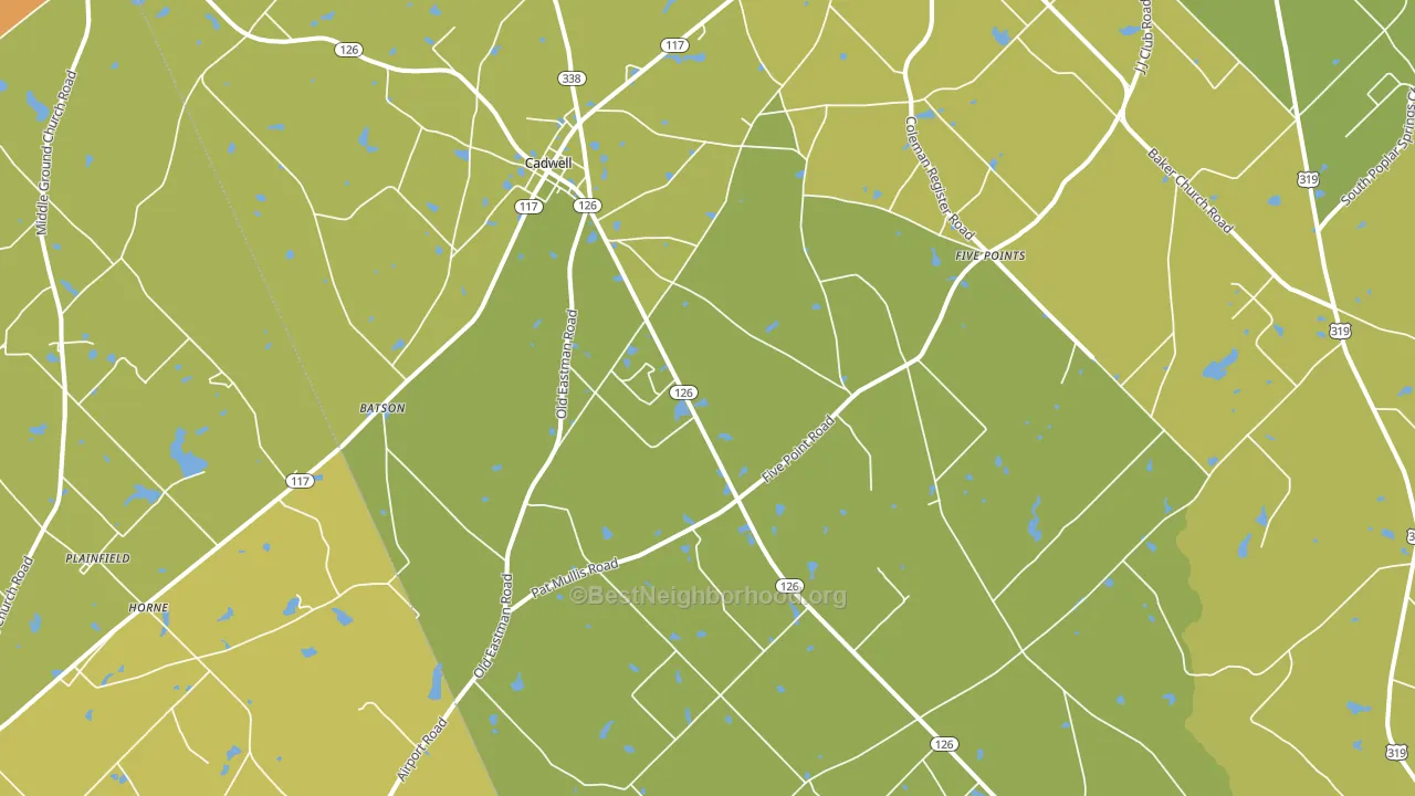 Cadwell, GA block-group voter-turnout map