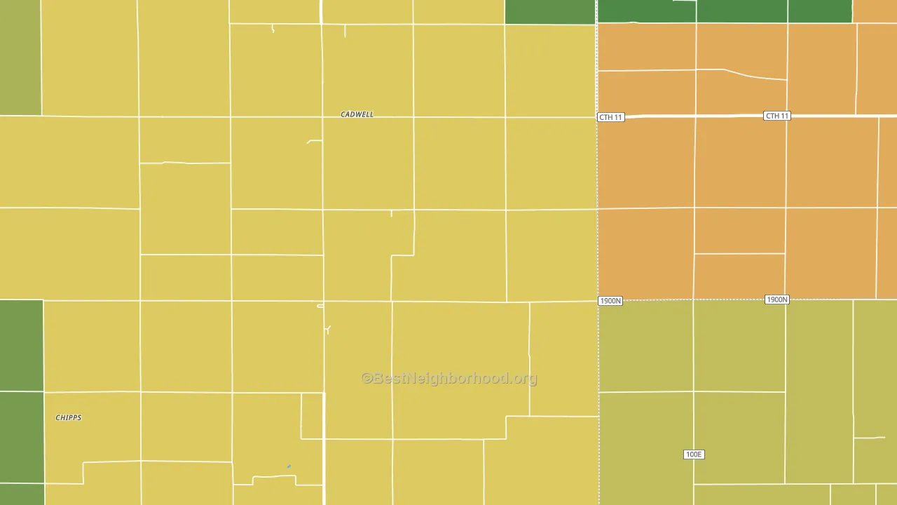 Cadwell, IL block-group voter-turnout map