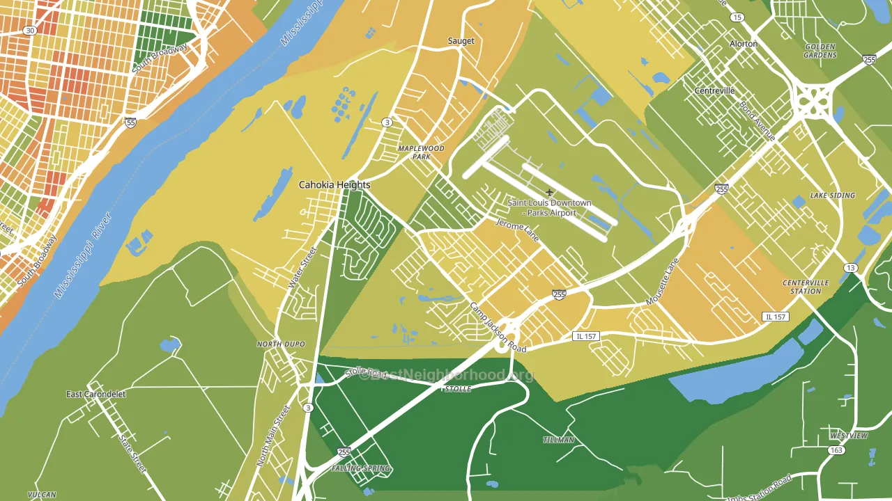 Cahokia, IL block-group voter-turnout map