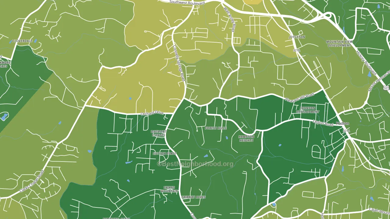 Cajahs Mountain, NC block-group voter-turnout map
