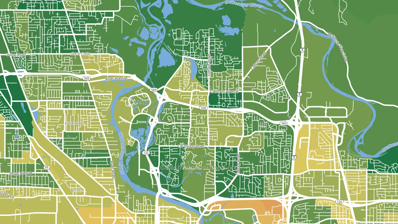 Cal Young, Eugene, OR block-group voter-turnout map