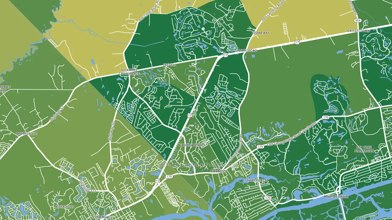 Calabash, NC block-group voter-turnout map