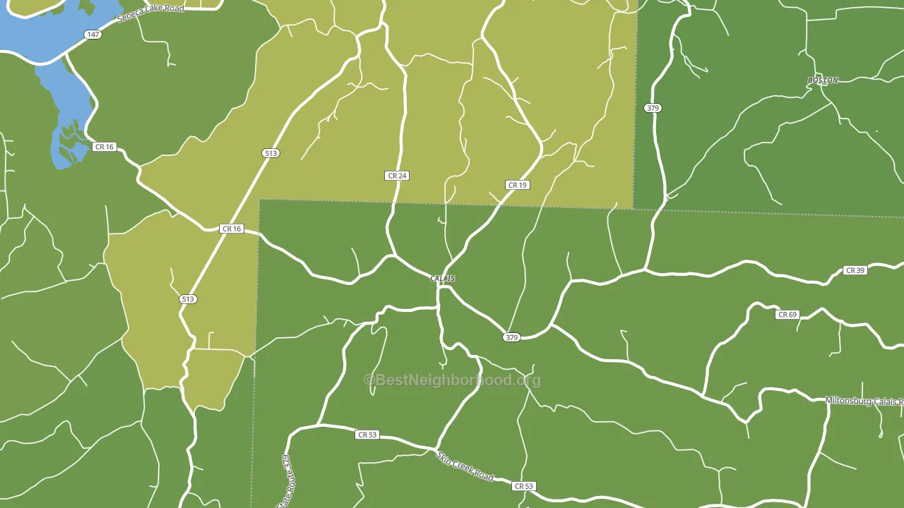 Calais, OH block-group voter-turnout map