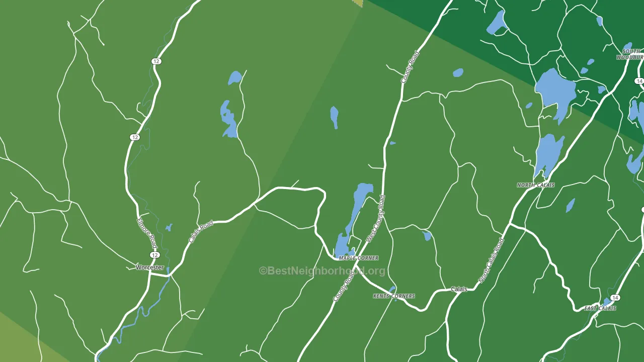 Calais, VT block-group voter-turnout map