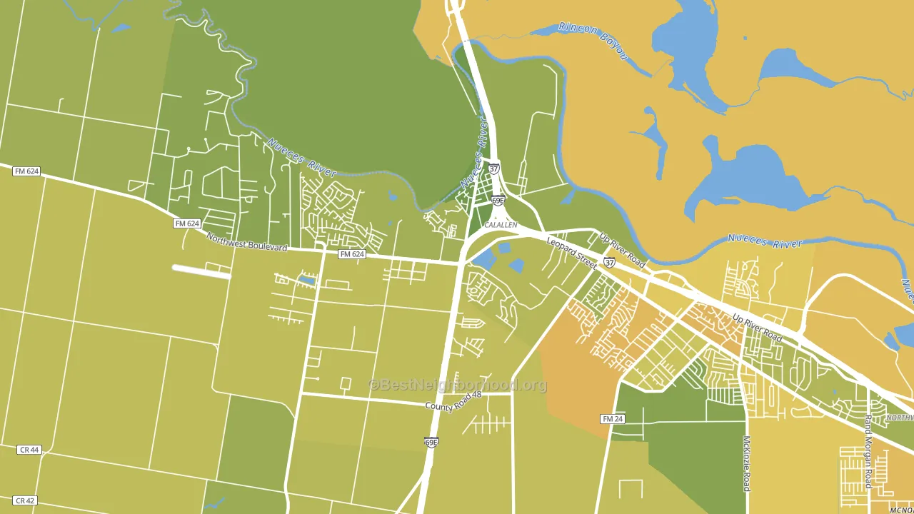 Calallen, Corpus Christi, TX block-group voter-turnout map