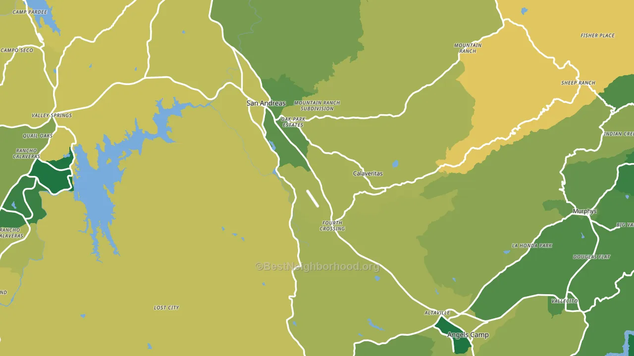 Calaveras County, CA block-group voter-turnout map