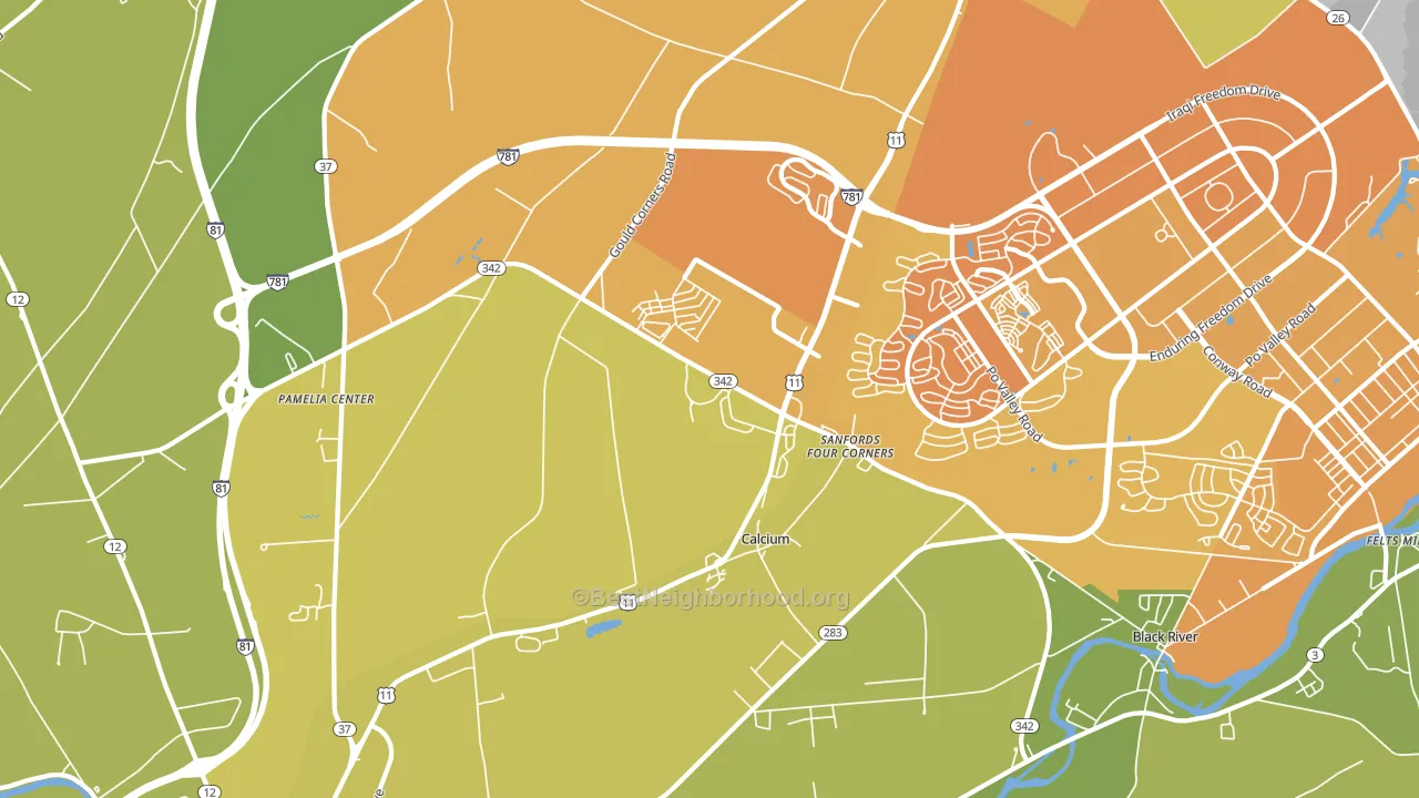 Calcium, NY block-group voter-turnout map