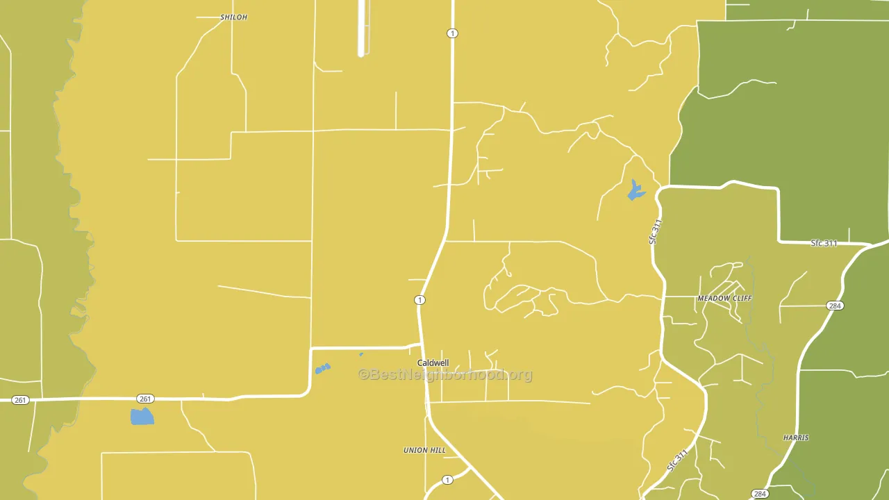 Caldwell, AR block-group voter-turnout map
