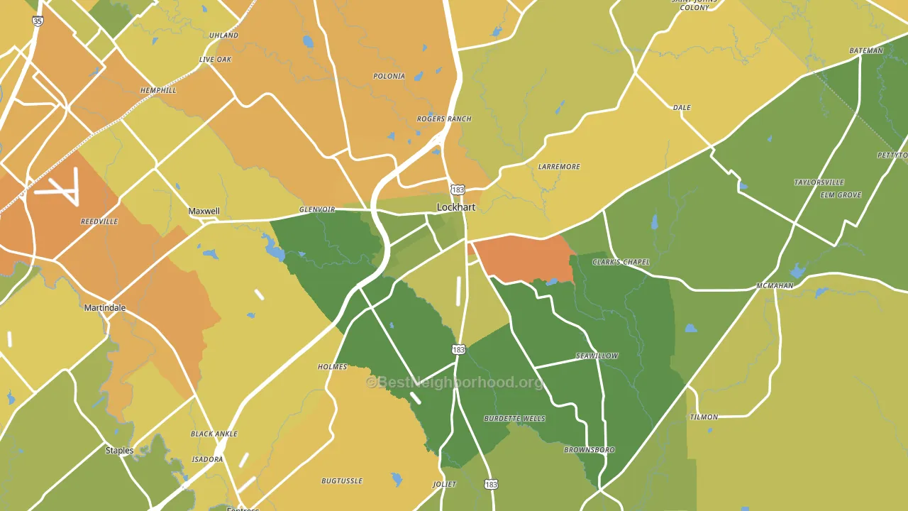 Caldwell County, TX block-group voter-turnout map
