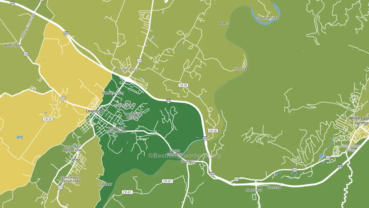 Caldwell, WV block-group voter-turnout map