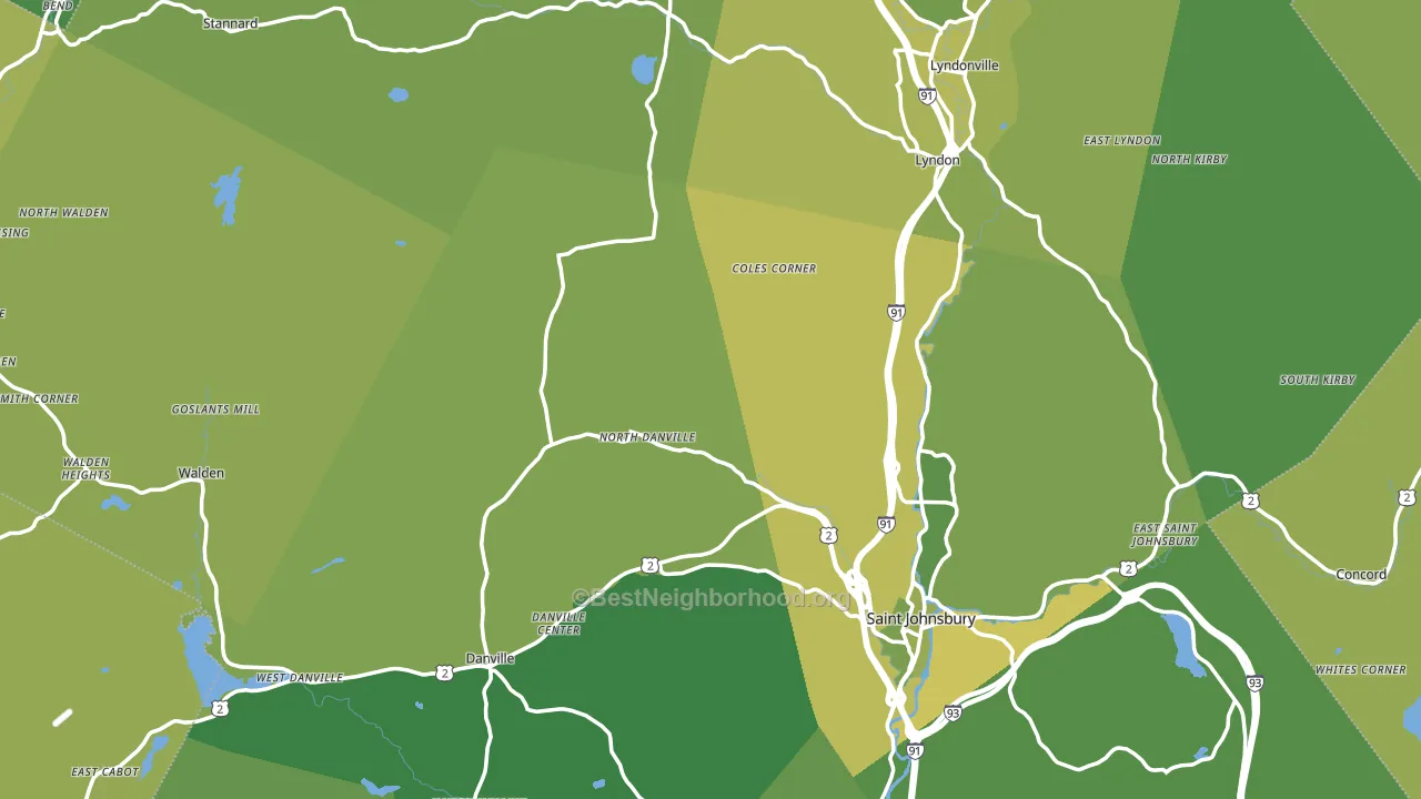 Caledonia County, VT block-group voter-turnout map