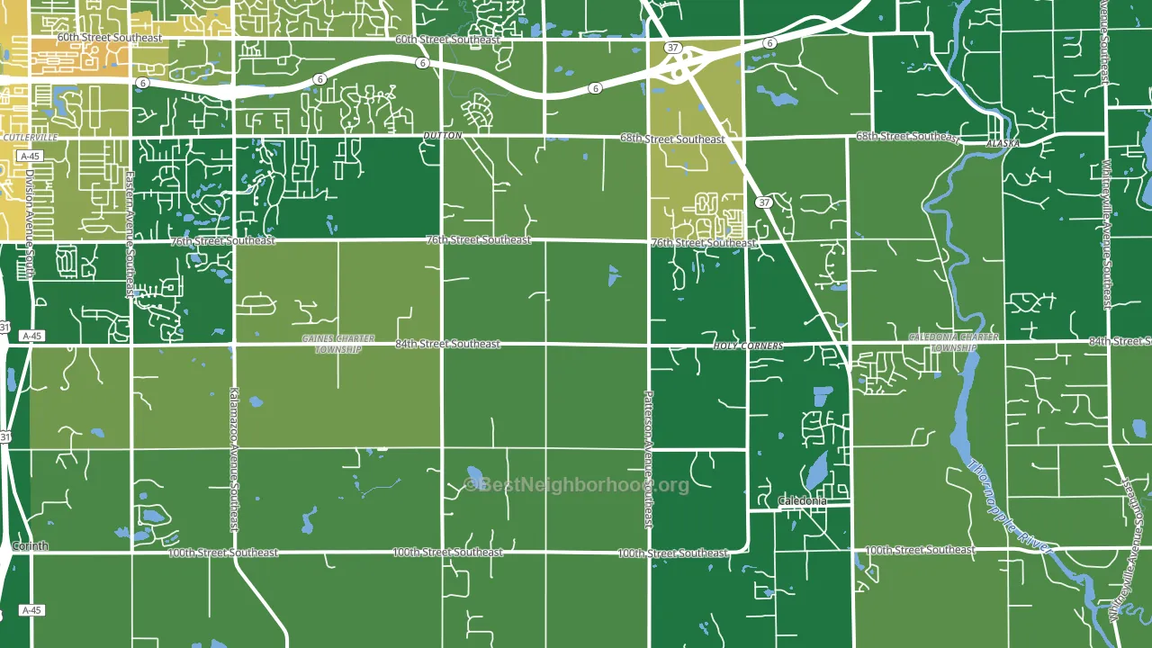 Caledonia, MI block-group voter-turnout map