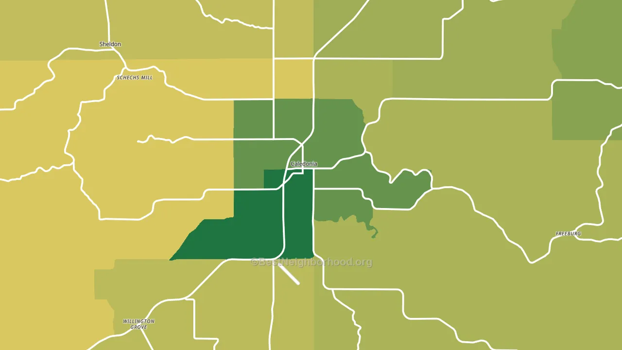 Caledonia, MN block-group voter-turnout map