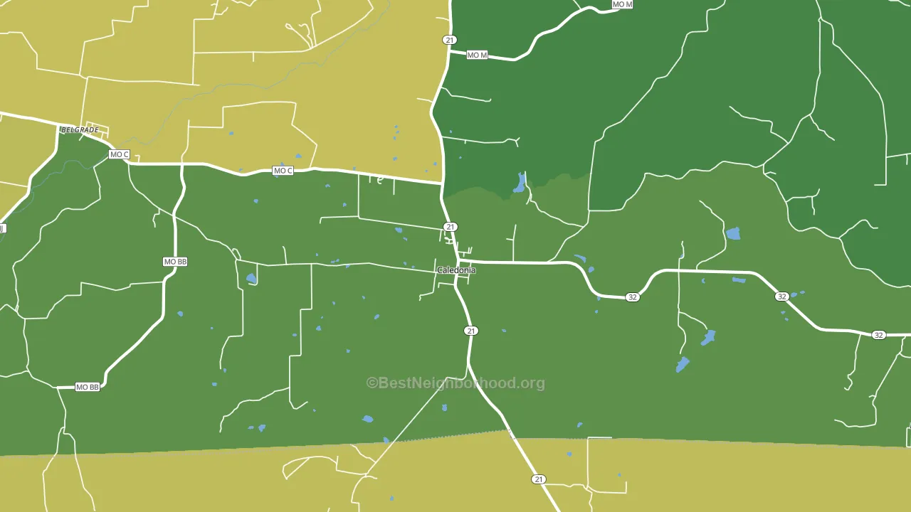 Caledonia, MO block-group voter-turnout map