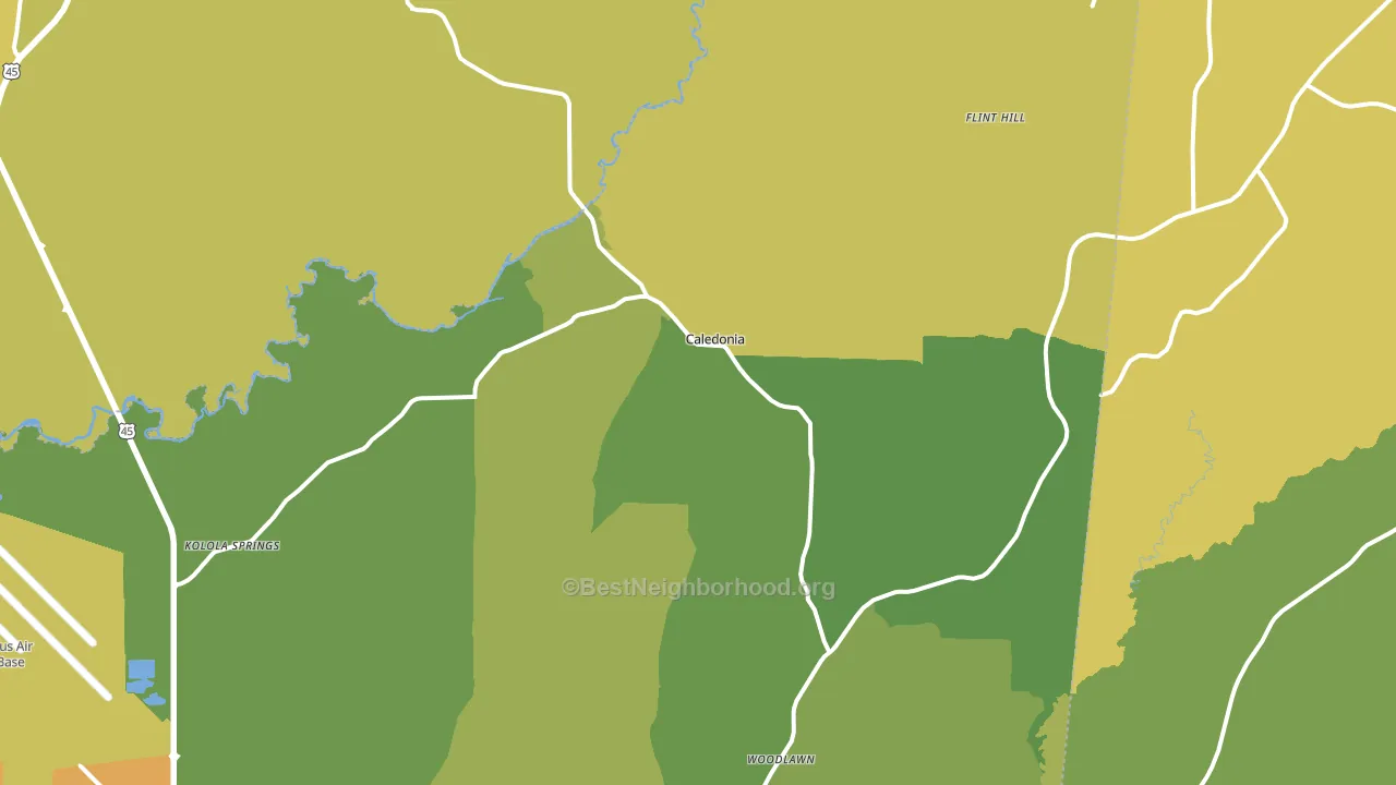 Caledonia, MS block-group voter-turnout map