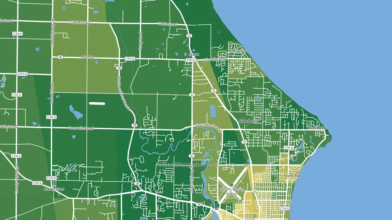 Caledonia, WI block-group voter-turnout map
