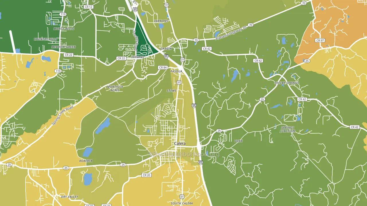 Calera, AL block-group voter-turnout map