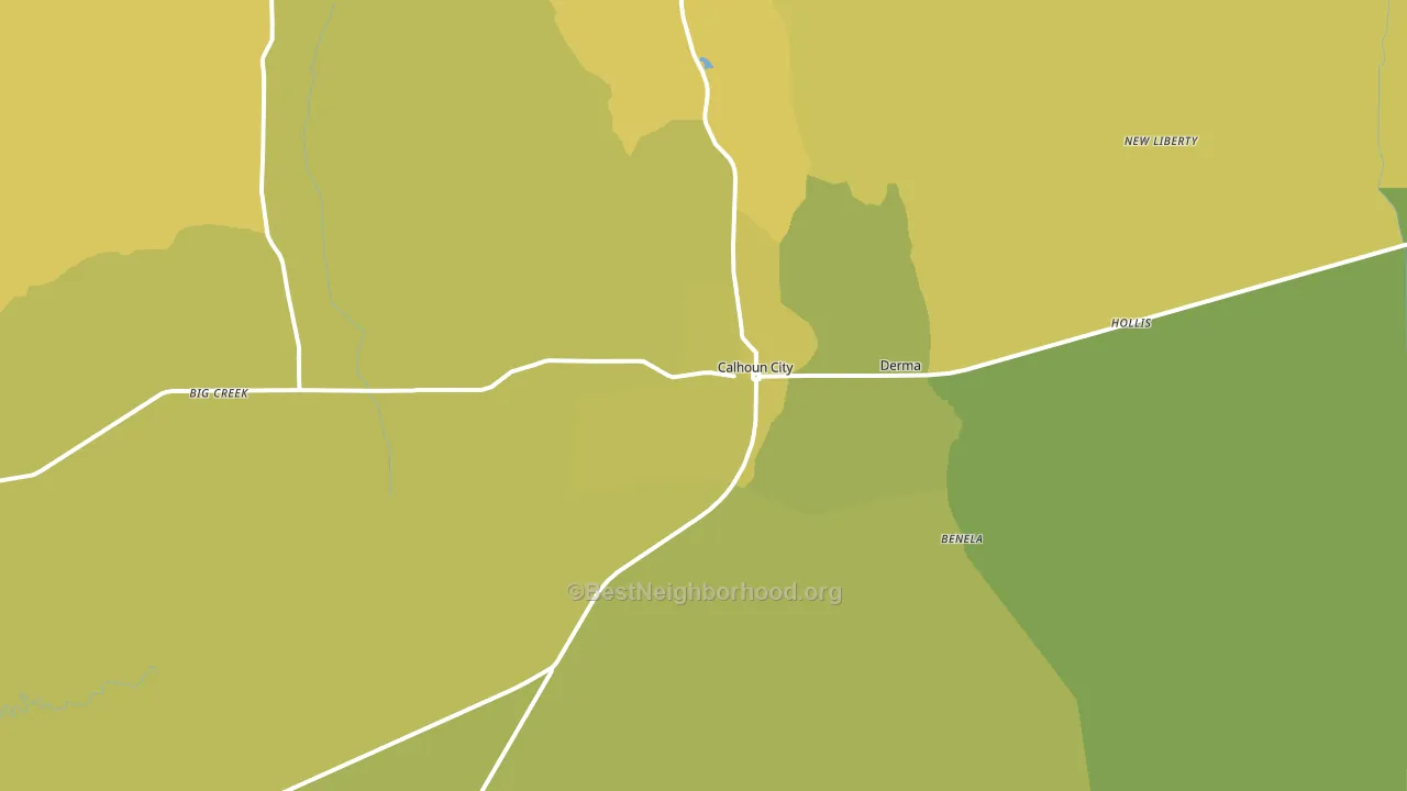Calhoun City, MS block-group voter-turnout map