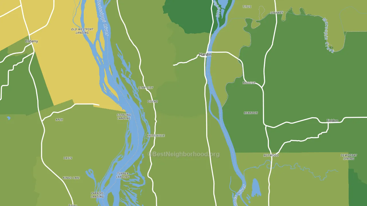 Calhoun County, IL block-group voter-turnout map