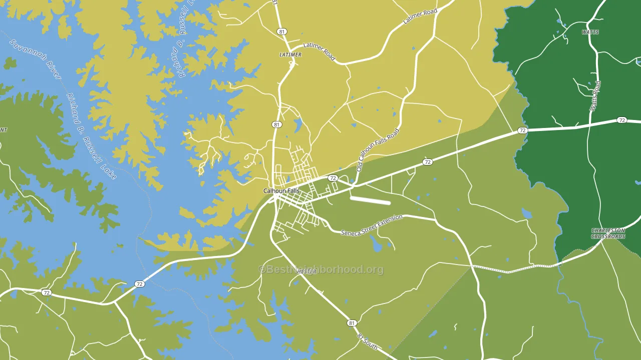 Calhoun Falls, SC block-group voter-turnout map