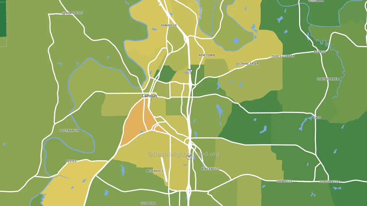 Calhoun, GA block-group voter-turnout map