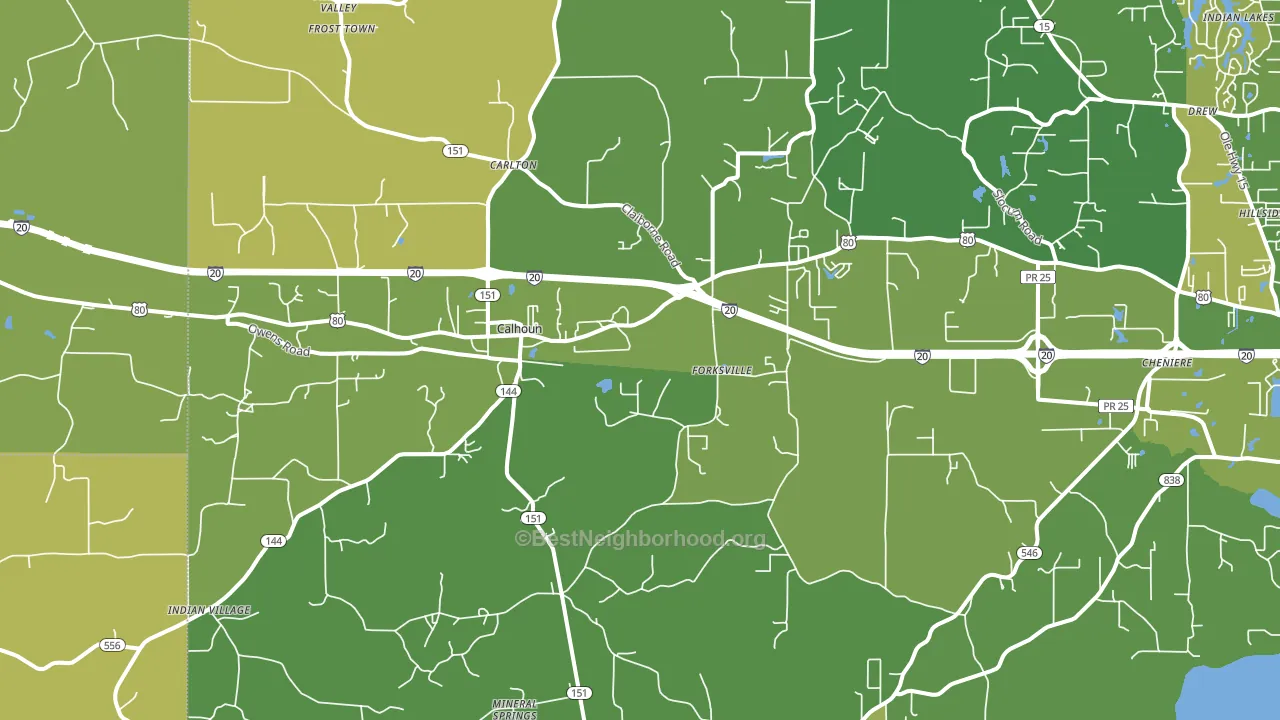 Calhoun, LA block-group voter-turnout map