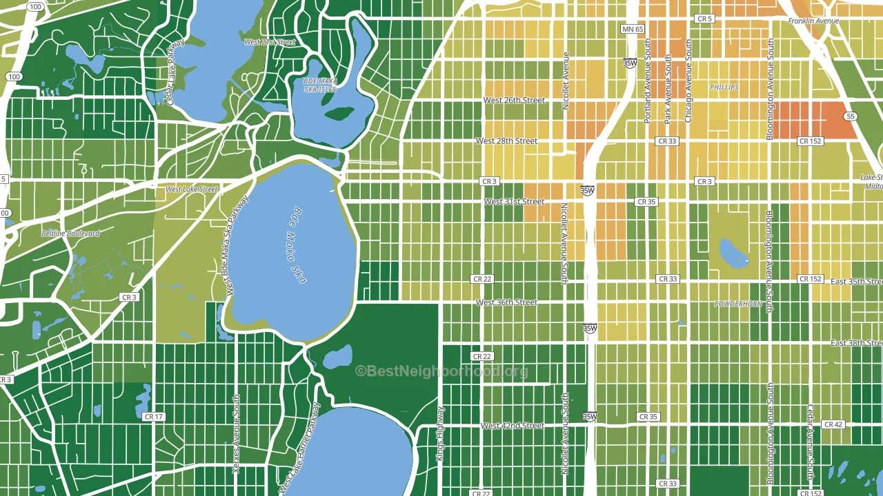Calhoun, Minneapolis, MN block-group voter-turnout map