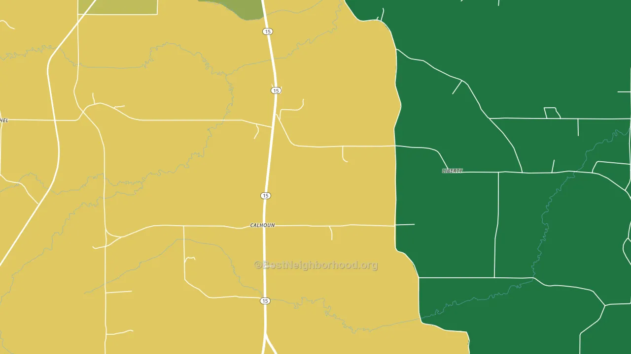 Calhoun, MS block-group voter-turnout map