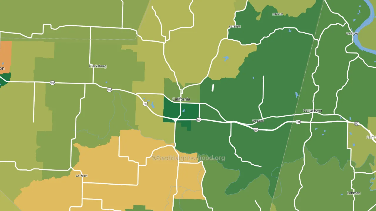 California, MO block-group voter-turnout map