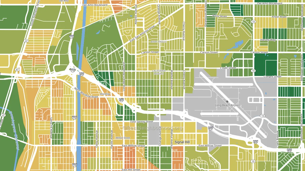 Californial Heights, Long Beach, CA block-group voter-turnout map