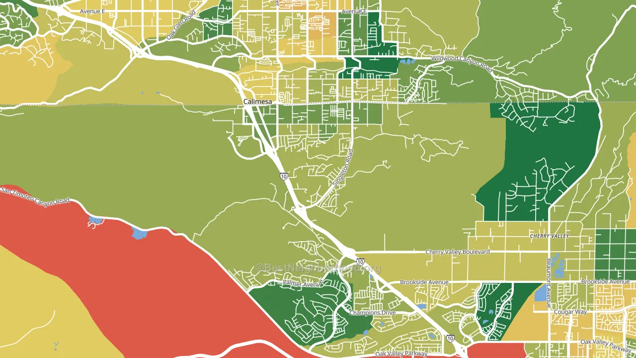 Calimesa, CA block-group voter-turnout map