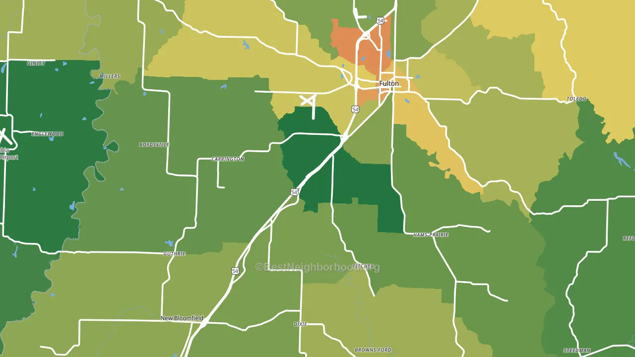 Callaway County, MO block-group voter-turnout map