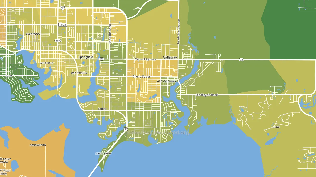 Callaway, FL block-group voter-turnout map
