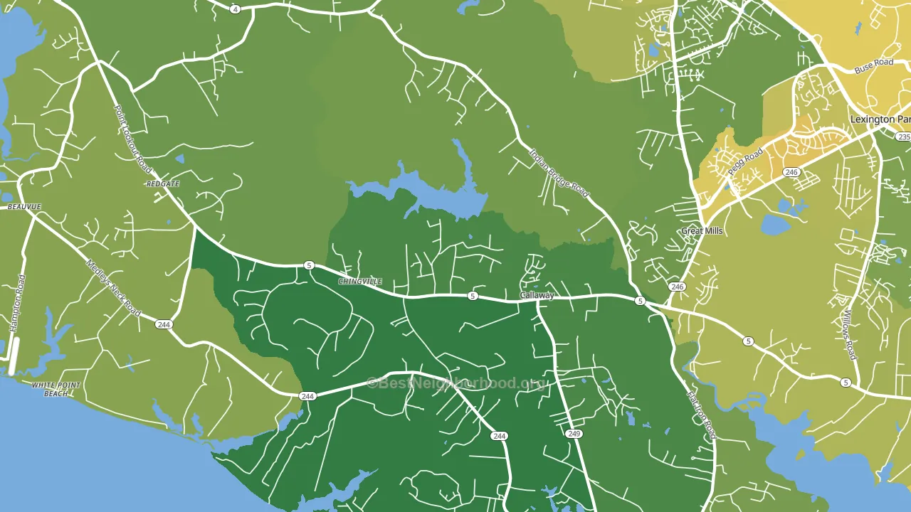 Callaway, MD block-group voter-turnout map