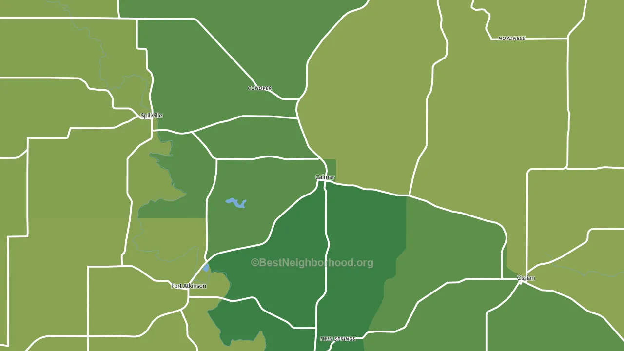 Calmar, IA block-group voter-turnout map
