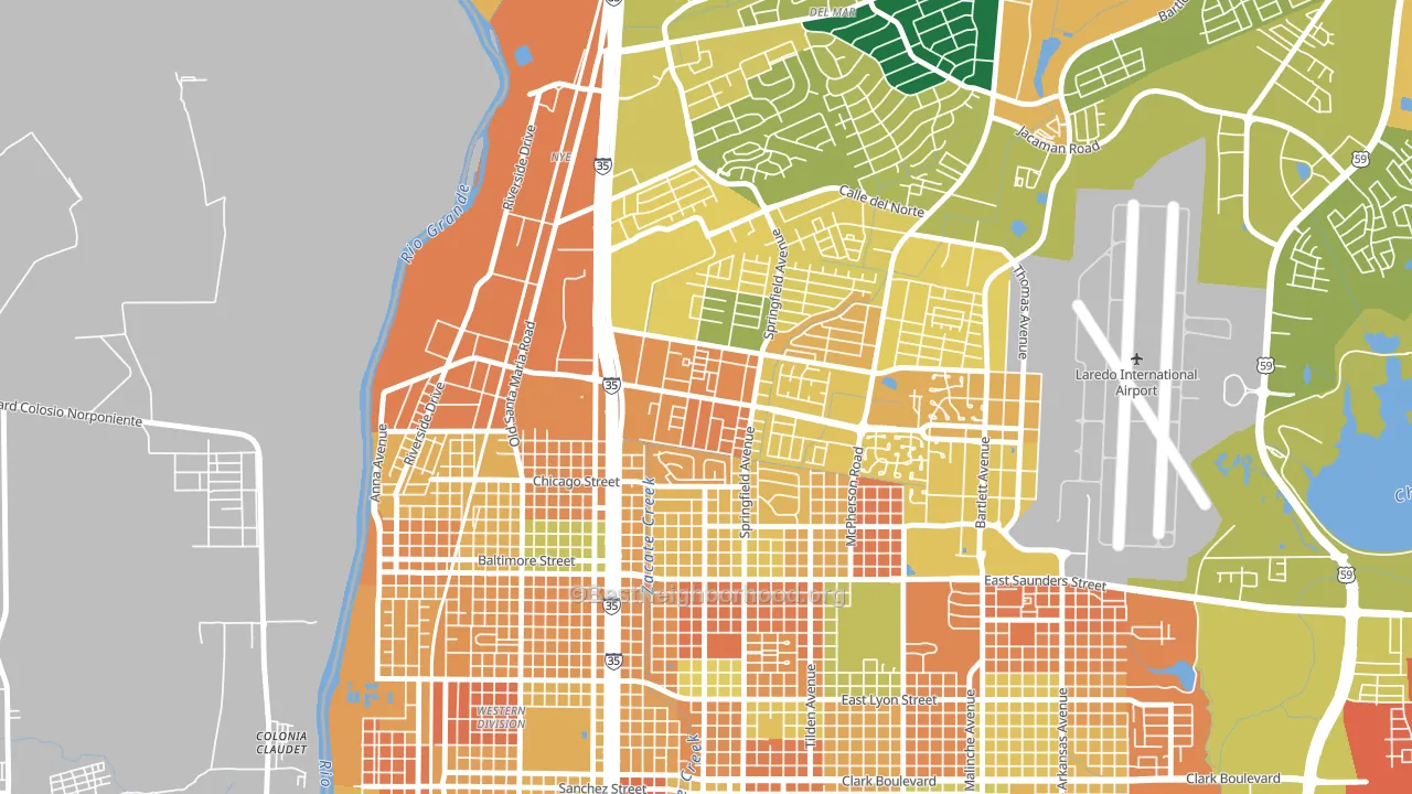 Calton Gardens, Laredo, TX block-group voter-turnout map