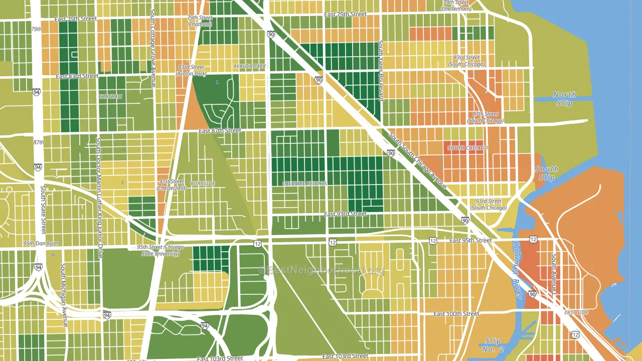 Calumet Heights, Chicago, IL block-group voter-turnout map