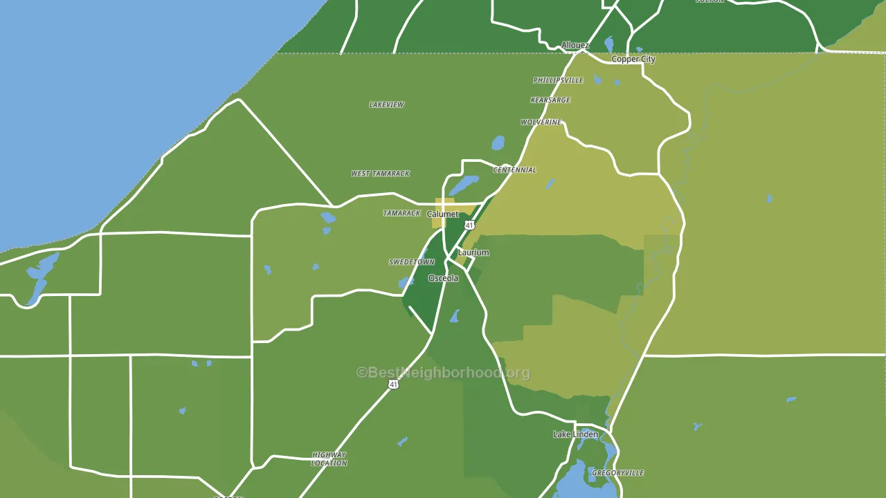 Calumet, MI block-group voter-turnout map