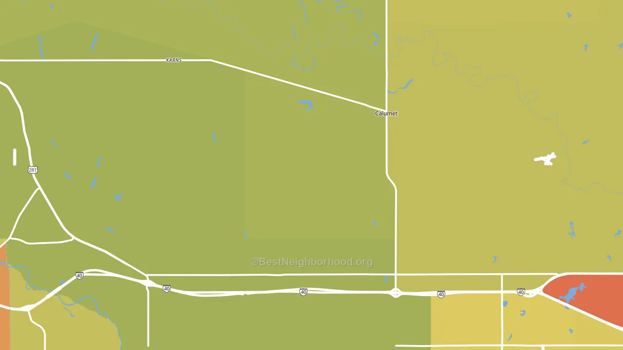 Calumet, OK block-group voter-turnout map